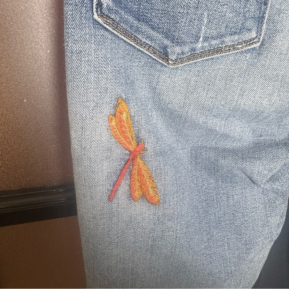 MM Vintage Embroidered Butterfly Floral Jeans Size 26 Boho Denim - Picture 9 of 16